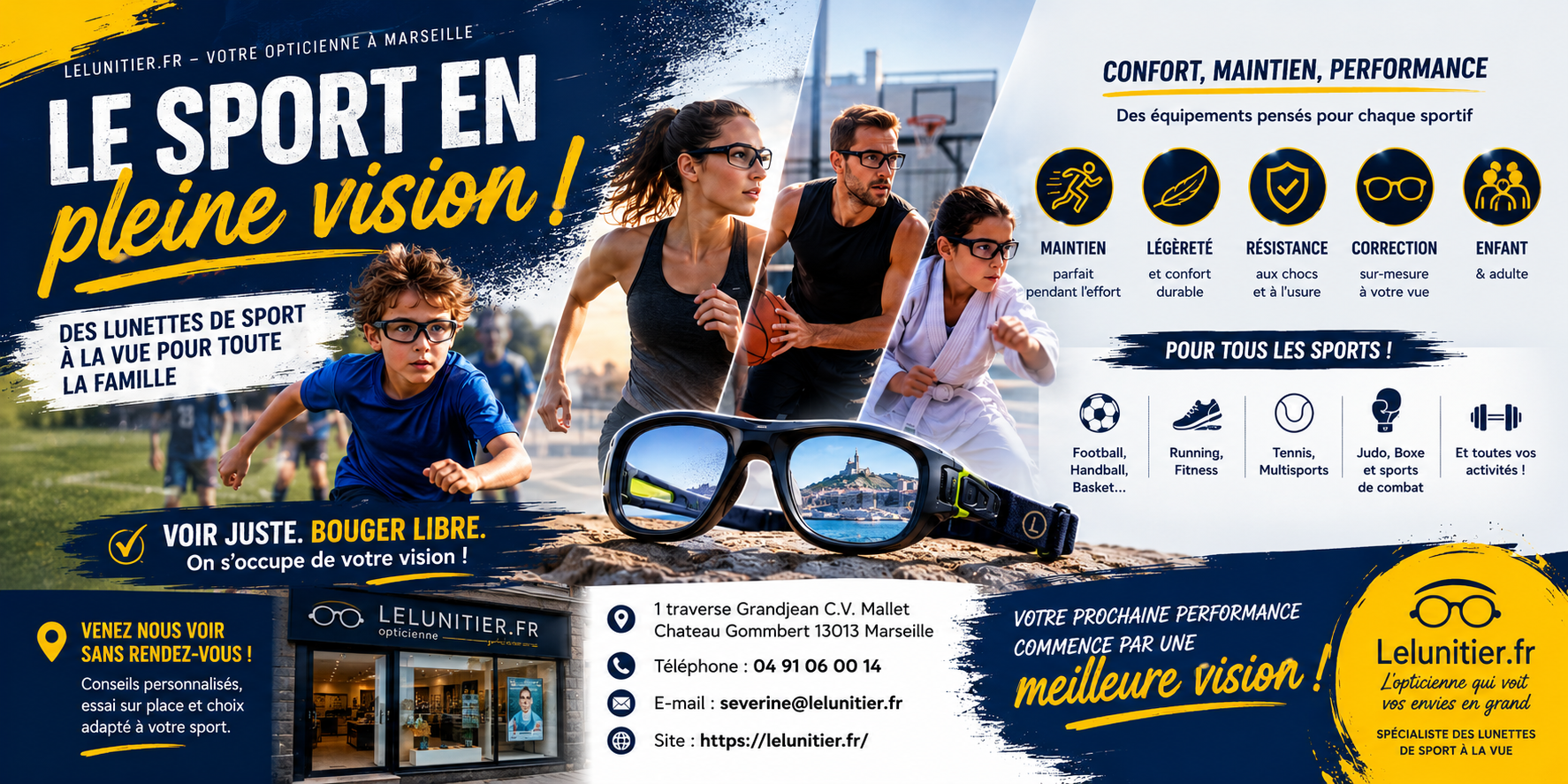 Lunettes de sport à la vue à Marseille, opticien Le L'un Itier